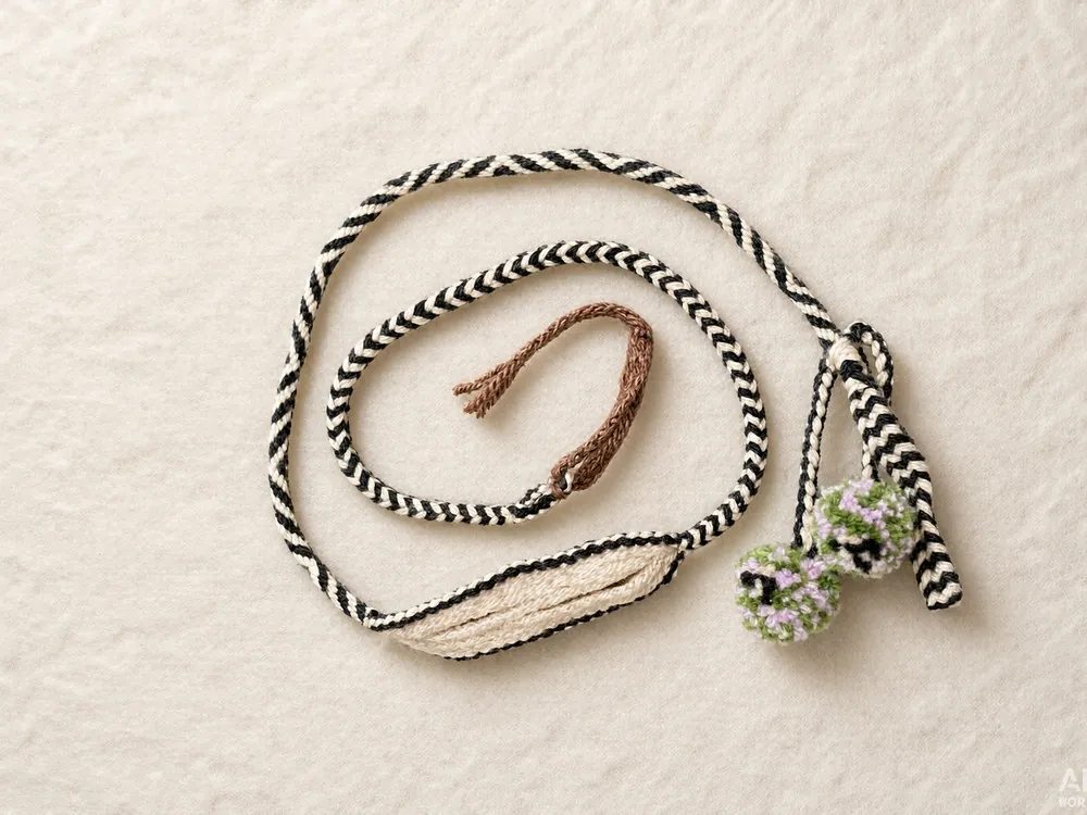 Dopamine D09 — Black-white cord · Green-white beads · Cream tail
