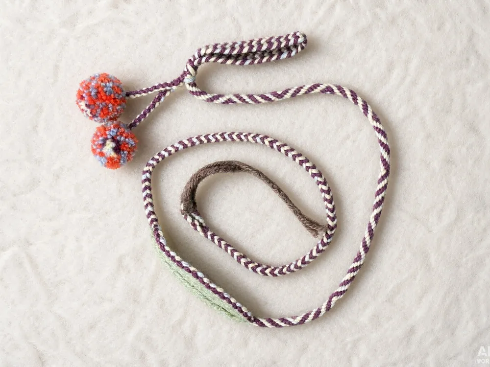 Dopamine D15 — Pink-white cord · Red beads