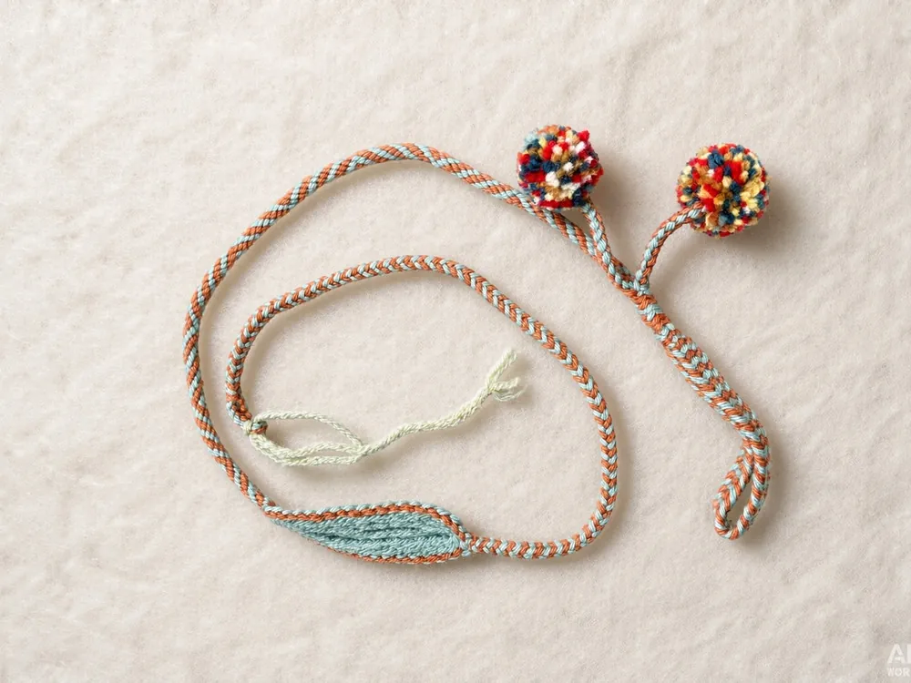Dopamine D18 — Camel cord · Red-white beads · Mint panel