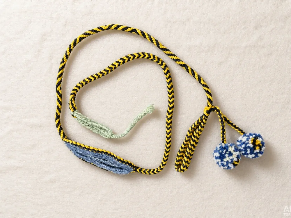 Dopamine D19 — Gold-black cord · Blue-white beads